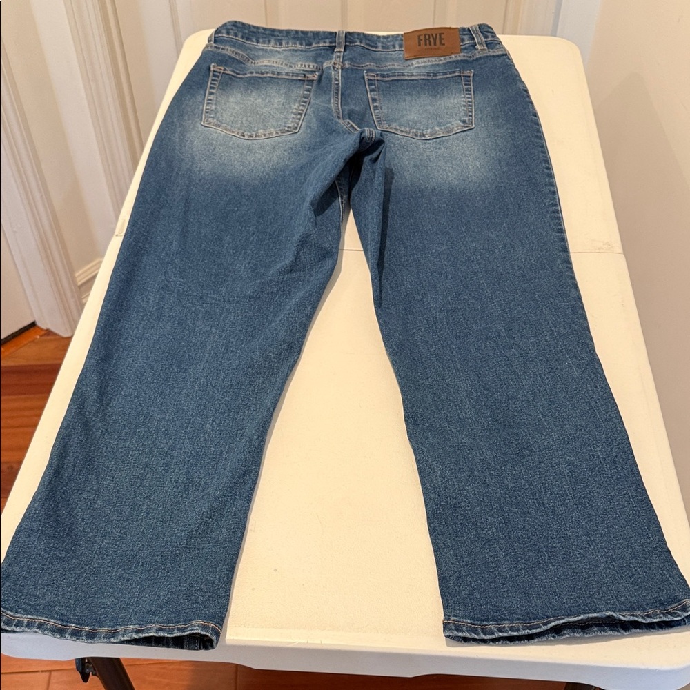 Frye Y2K High Waist Dk Blue Wash Relaxed Straight Leg 1990s Retro Cinch Waist 10 - Picture 7 of 14